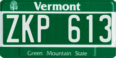 VT license plate ZKP613