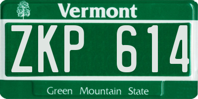 VT license plate ZKP614