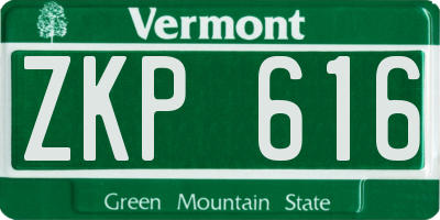 VT license plate ZKP616