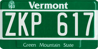 VT license plate ZKP617