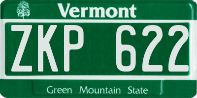 VT license plate ZKP622
