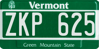 VT license plate ZKP625