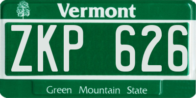 VT license plate ZKP626
