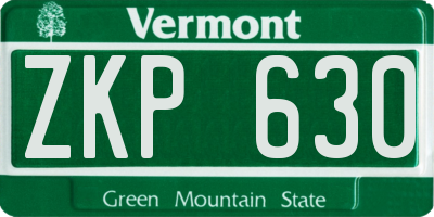 VT license plate ZKP630