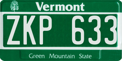 VT license plate ZKP633