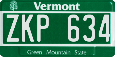 VT license plate ZKP634