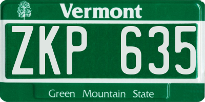 VT license plate ZKP635