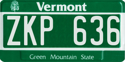 VT license plate ZKP636