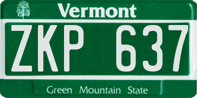 VT license plate ZKP637