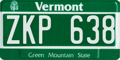 VT license plate ZKP638