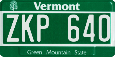 VT license plate ZKP640