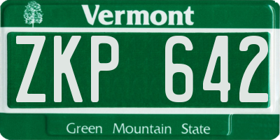 VT license plate ZKP642