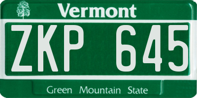 VT license plate ZKP645