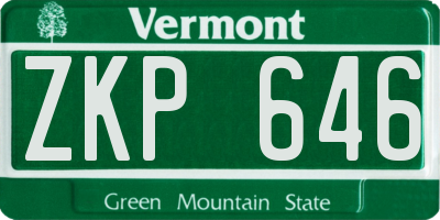 VT license plate ZKP646