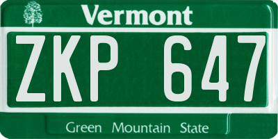 VT license plate ZKP647