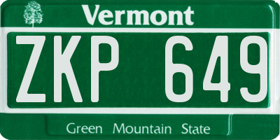 VT license plate ZKP649