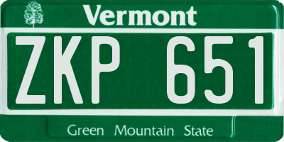 VT license plate ZKP651