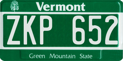 VT license plate ZKP652
