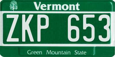 VT license plate ZKP653