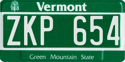 VT license plate ZKP654
