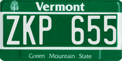VT license plate ZKP655