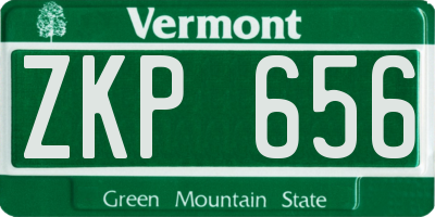 VT license plate ZKP656
