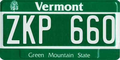 VT license plate ZKP660