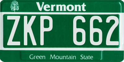 VT license plate ZKP662