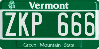 VT license plate ZKP666