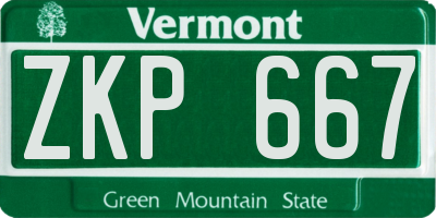 VT license plate ZKP667