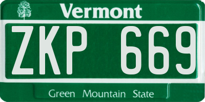 VT license plate ZKP669