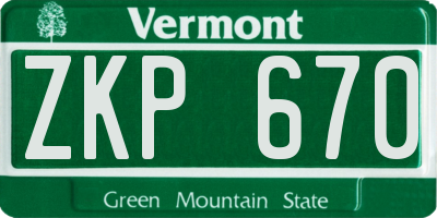 VT license plate ZKP670