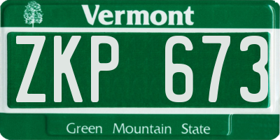 VT license plate ZKP673