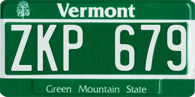 VT license plate ZKP679