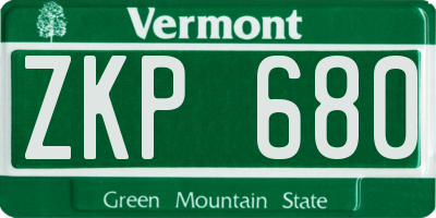 VT license plate ZKP680