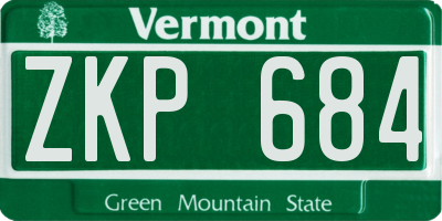 VT license plate ZKP684