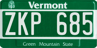 VT license plate ZKP685