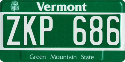 VT license plate ZKP686