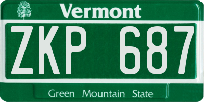 VT license plate ZKP687