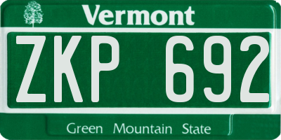 VT license plate ZKP692