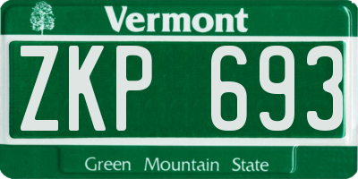 VT license plate ZKP693