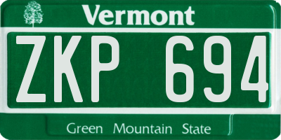 VT license plate ZKP694