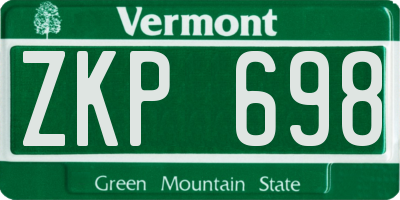 VT license plate ZKP698