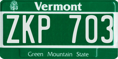 VT license plate ZKP703