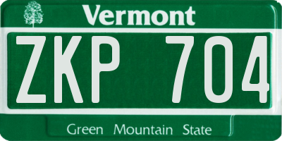 VT license plate ZKP704