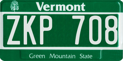 VT license plate ZKP708