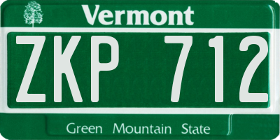 VT license plate ZKP712