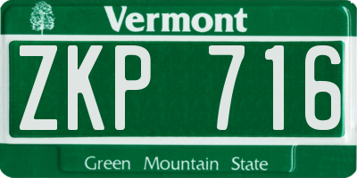 VT license plate ZKP716