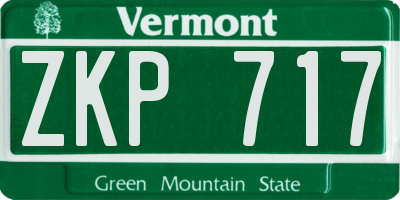 VT license plate ZKP717