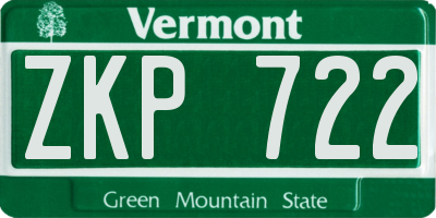 VT license plate ZKP722